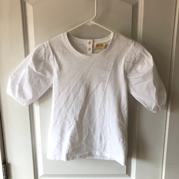 Nation LTD. Women's Top XS Radhika Bold Shoulder Top in Optic White NWT's $143 - Picture 1 of 10